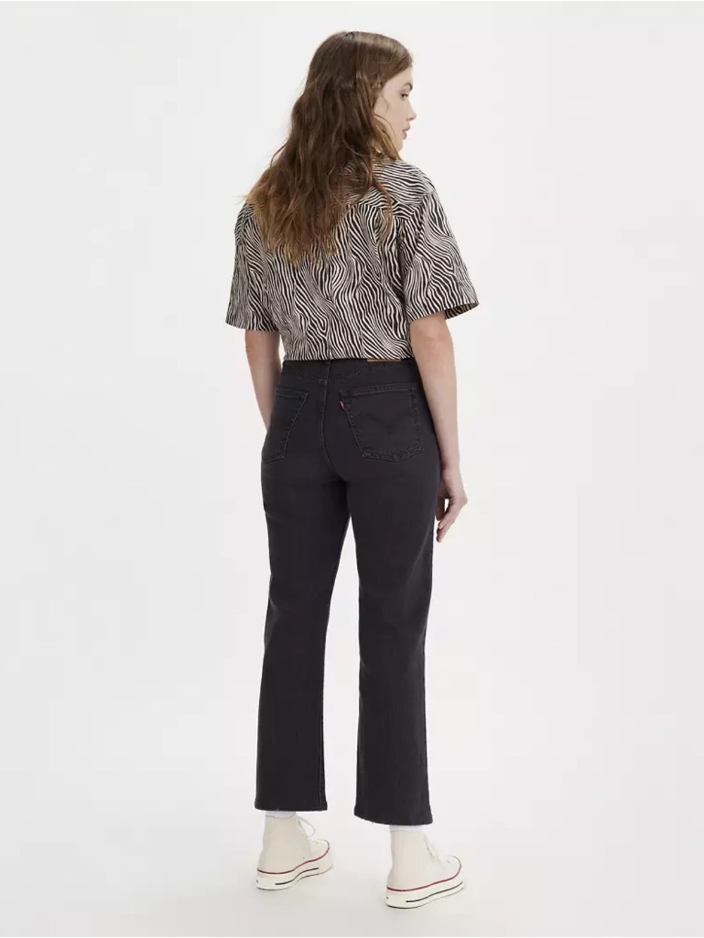 Levi’s Premium Big E Women’s Ribcage Straight Cropped Faded Black Jeans Size 26
